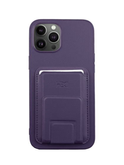 HDD Magnetic Stand Card Leather Case - IPhone 14 Pro – Purpel